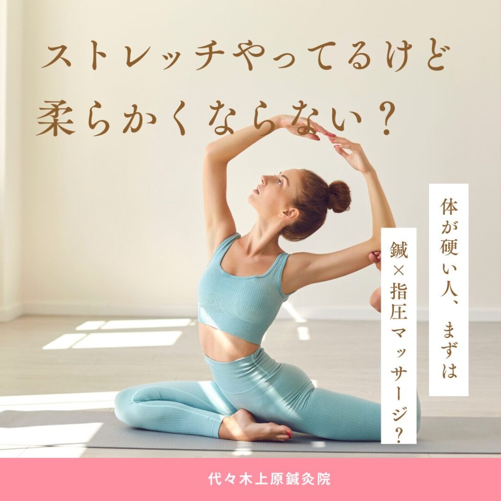 ストレッチを頑張っても、なぜ体が柔らかくならない？のブログ画像　代々木上原駅徒歩3分　代々木上原鍼灸院
